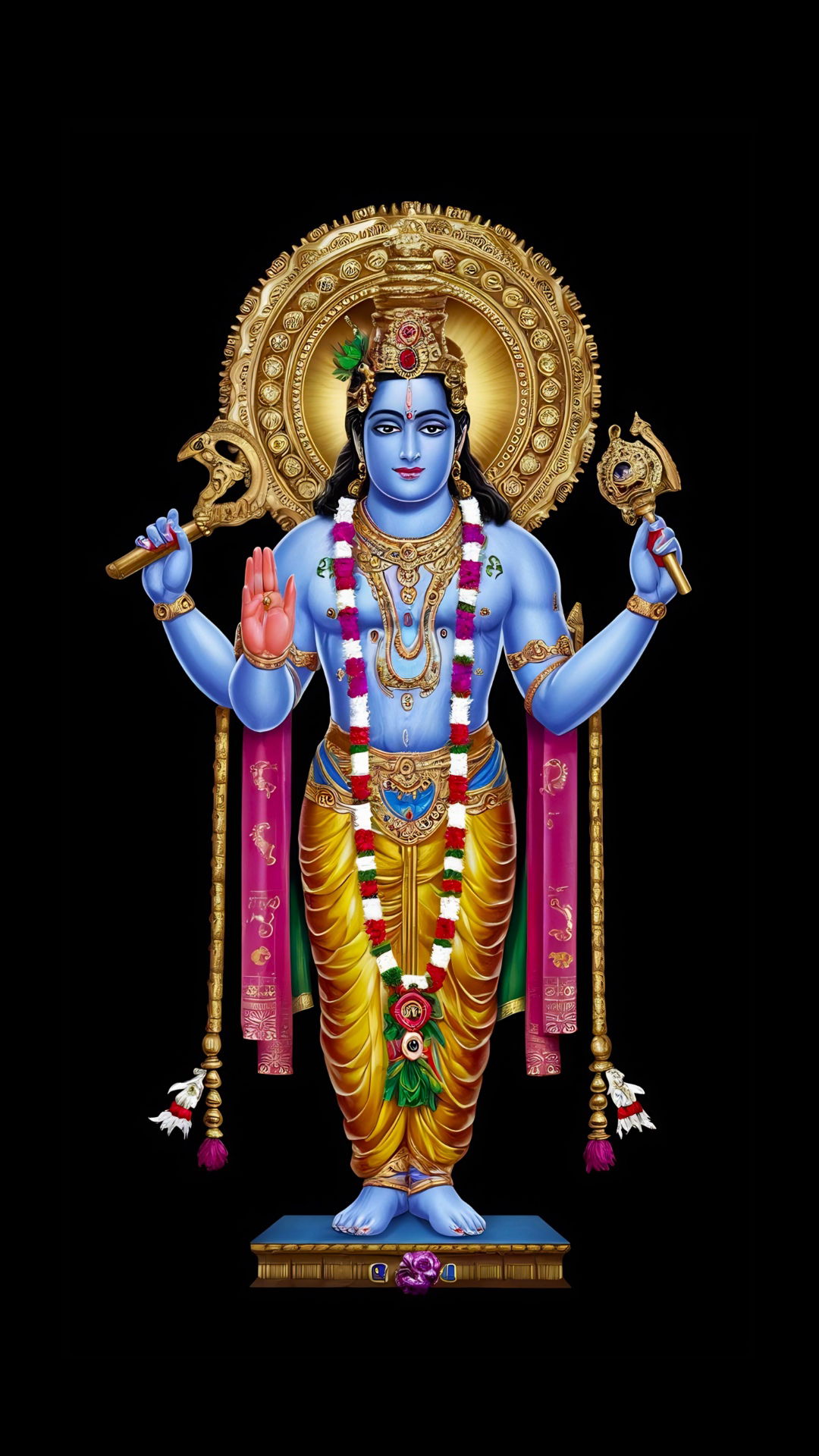 Blue Krishna with flute, divine blessing