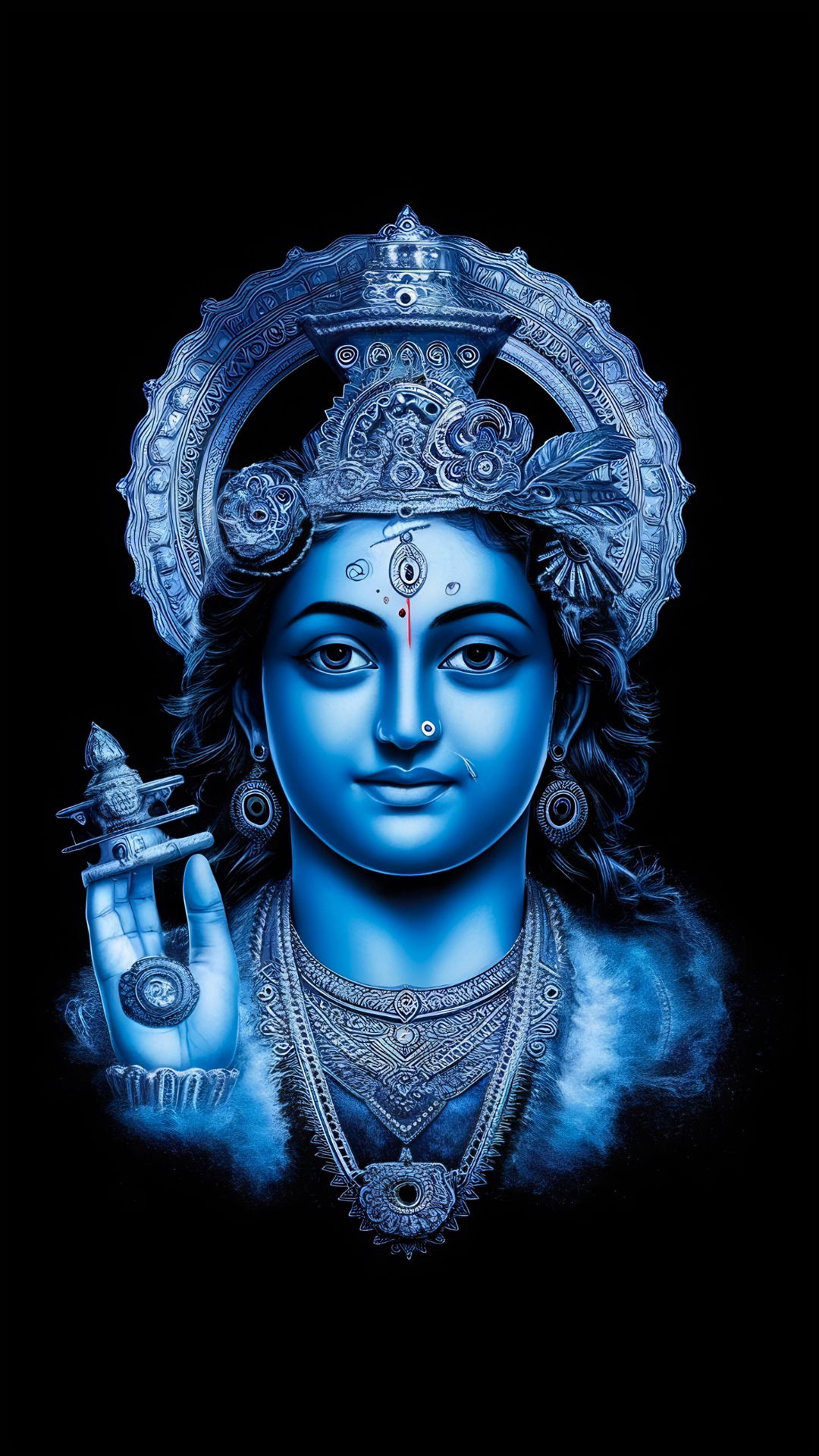 Lord Krishna with flute, divine art.
