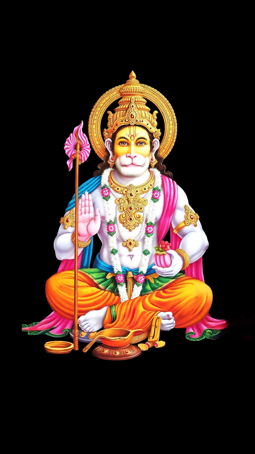 Hanuman portrait, blessing devotee with hand