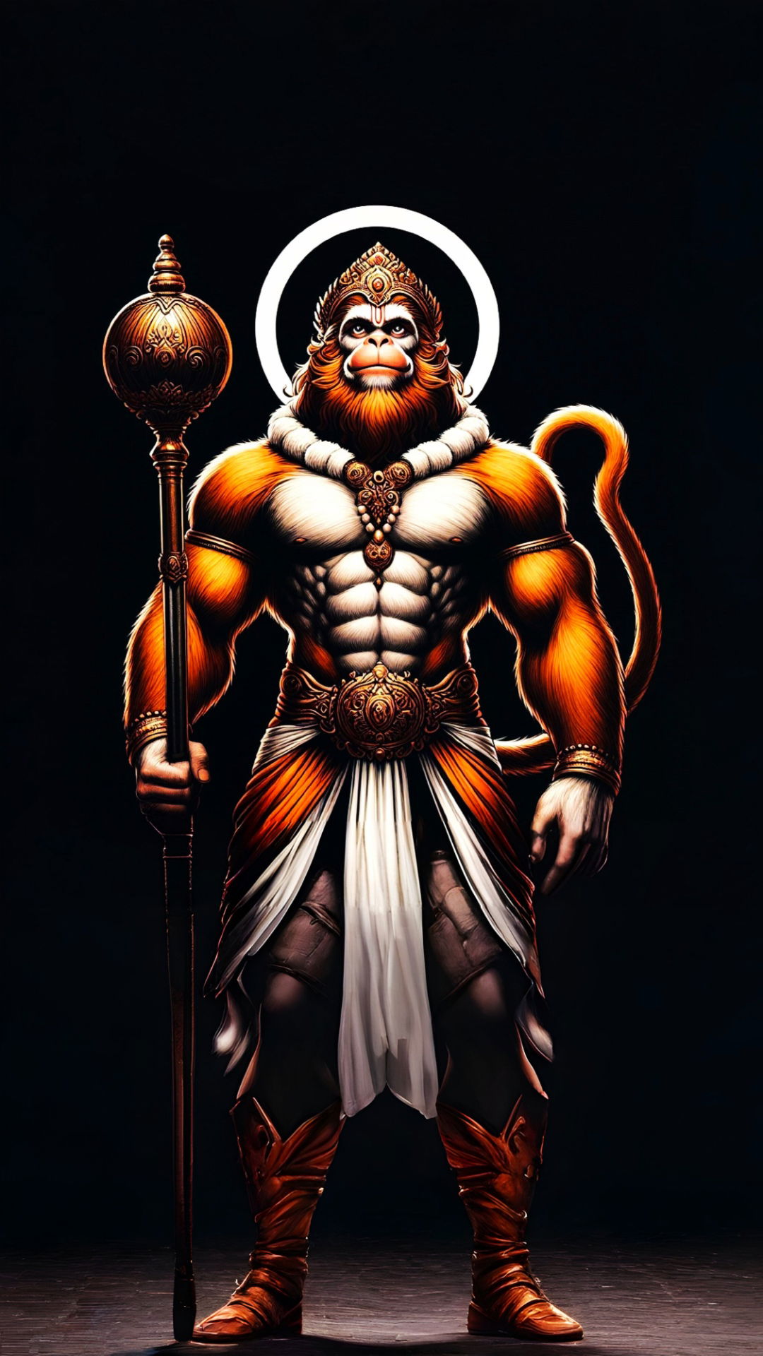 Hanuman with mace, a symbol of strength.