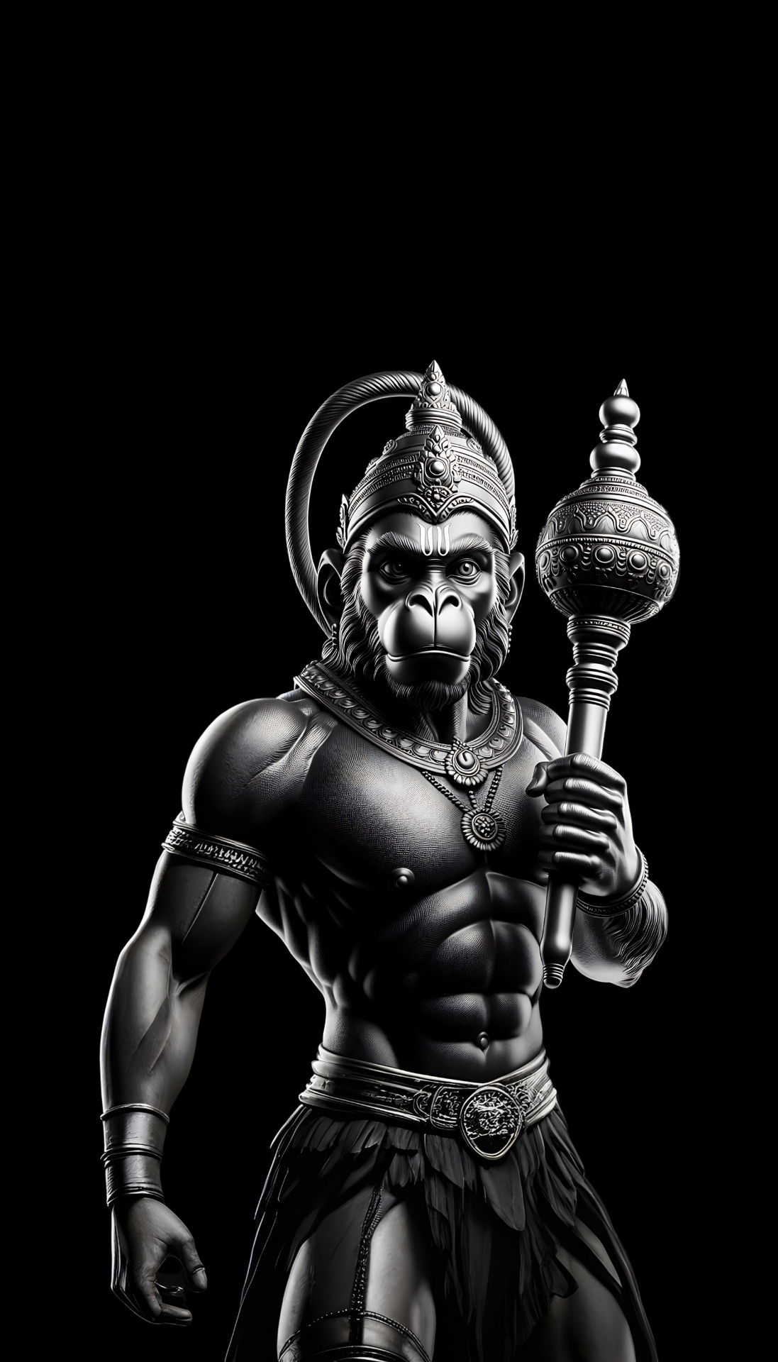 Hanuman wielding his mighty mace.