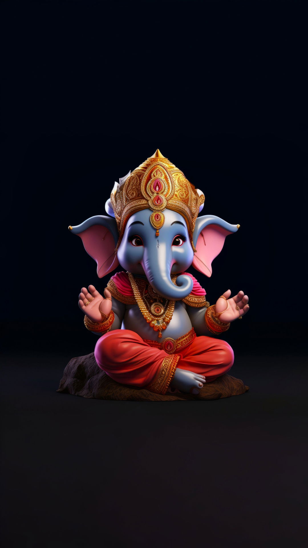 Lord Ganesha seated in lotus position
