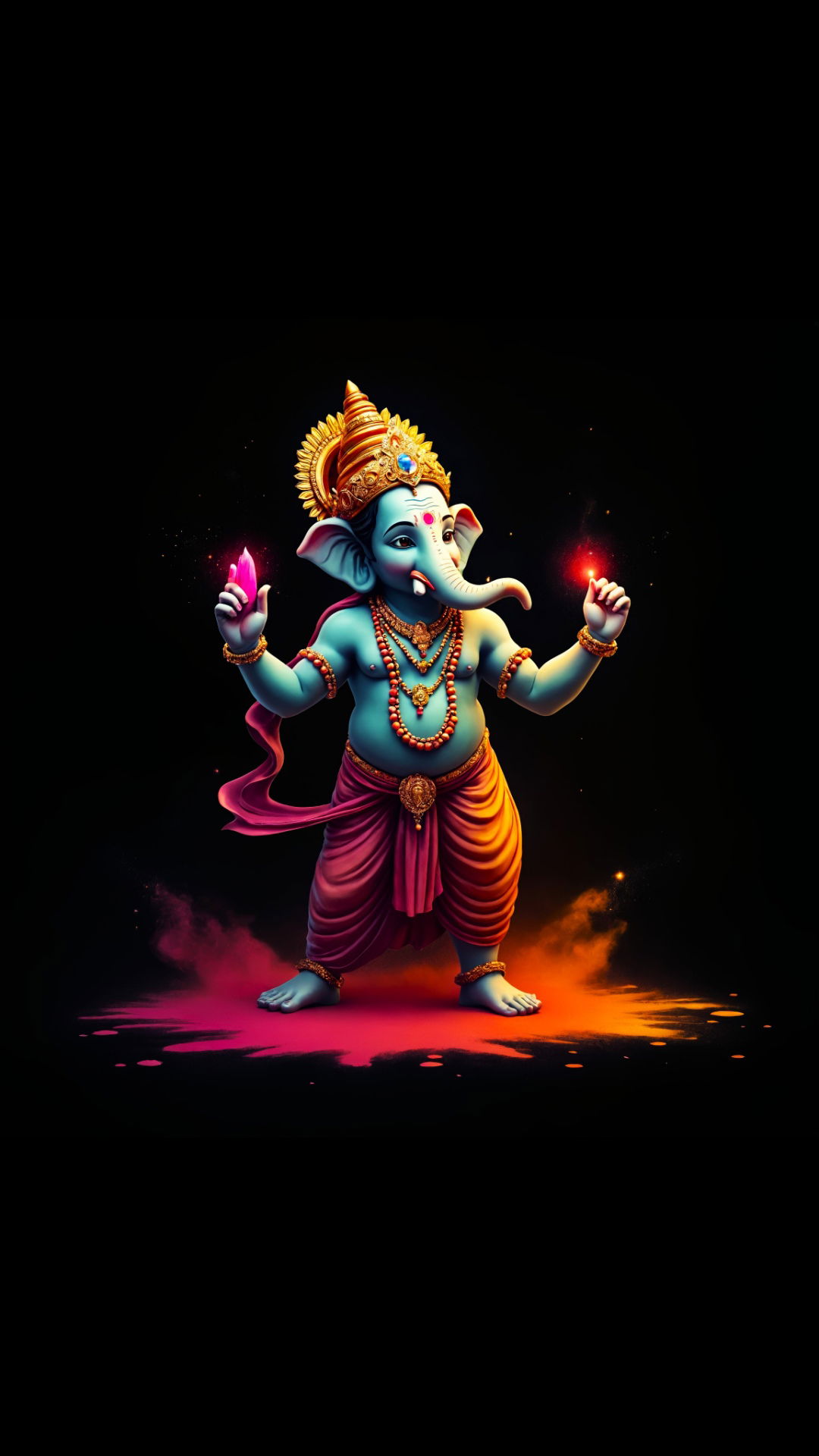 Lord Ganesha with modak, colorful wallpaper