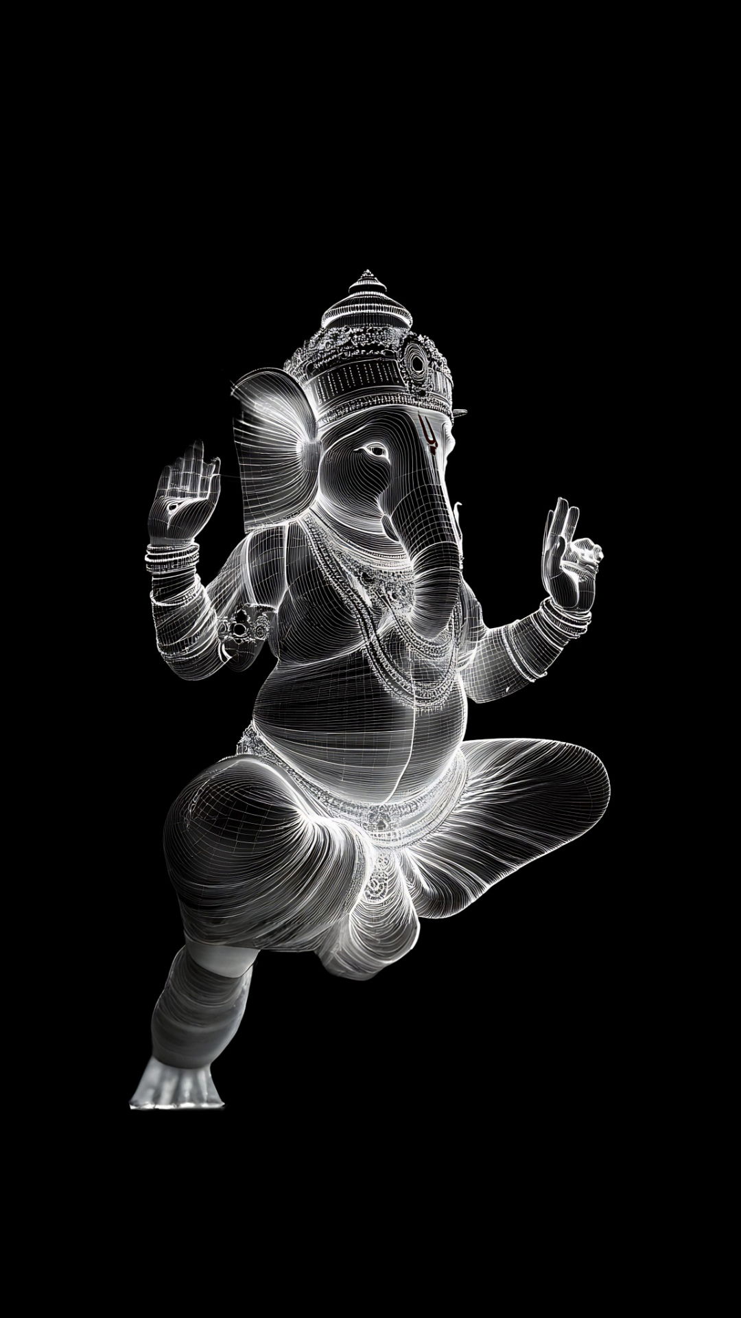 Intricate wireframe depiction of Lord Ganesha