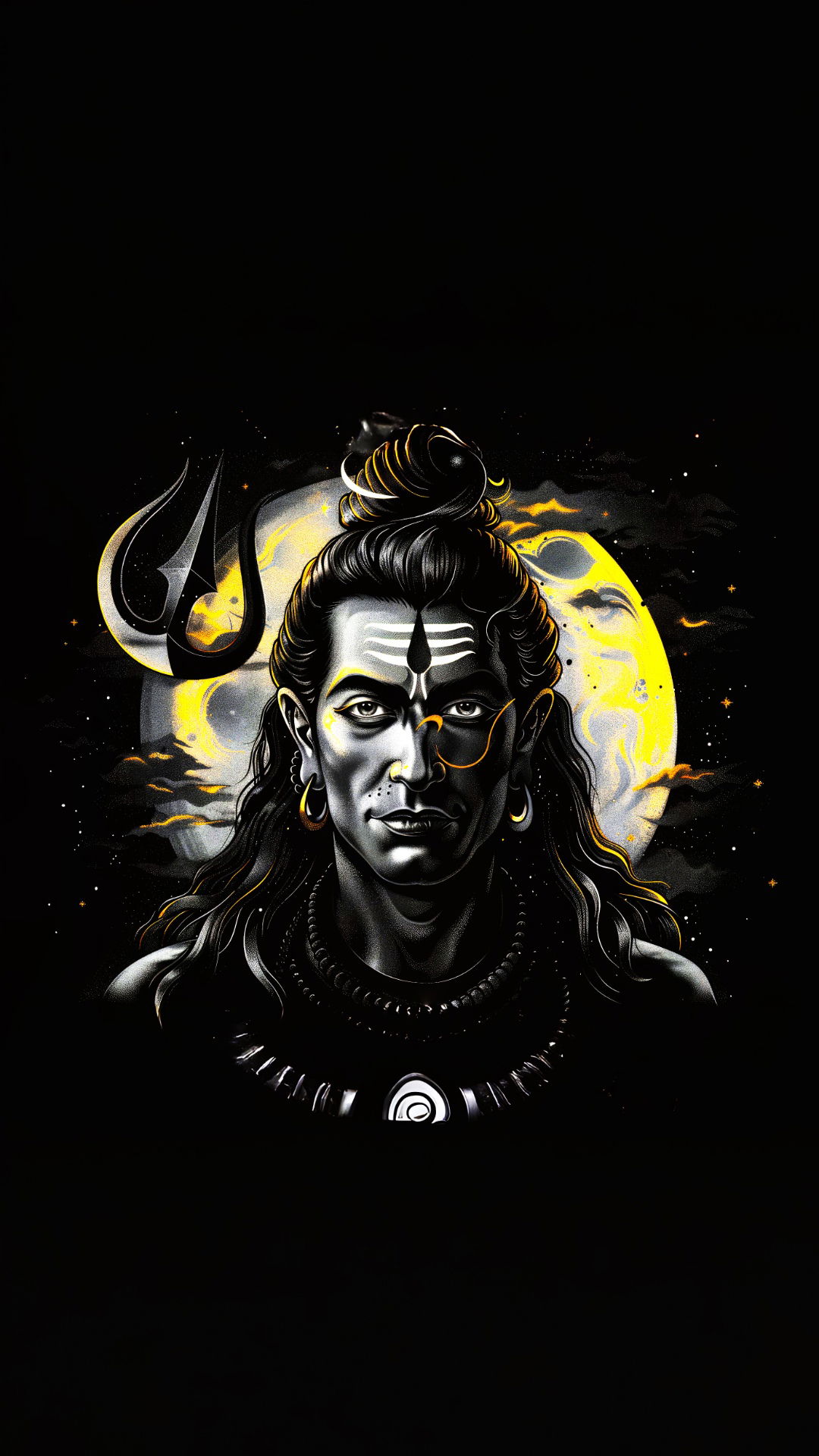 Powerful Mahadev portrait with Trishul