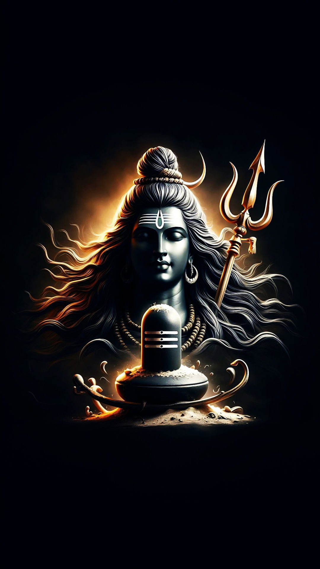 Lord Shiva with Trishul, serene portrait.