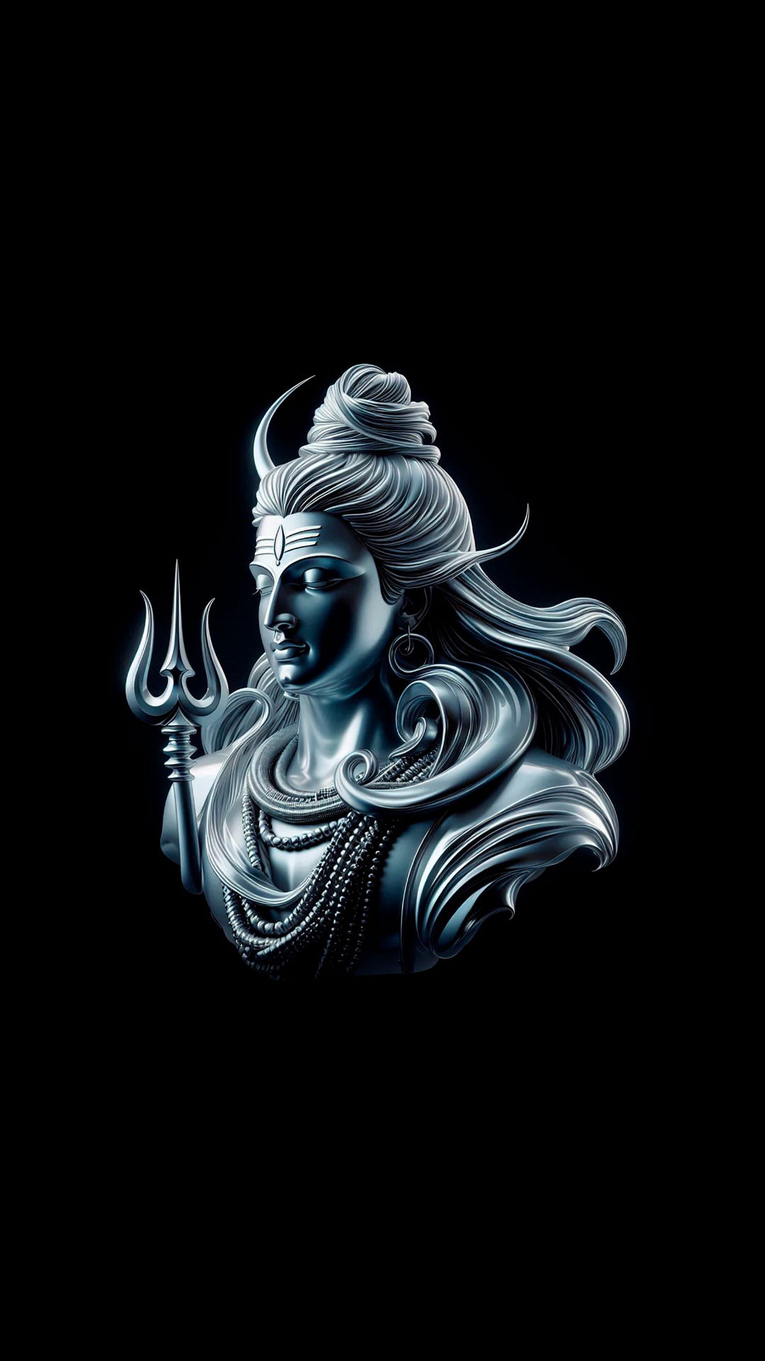 Lord Shiva serene portrait black background