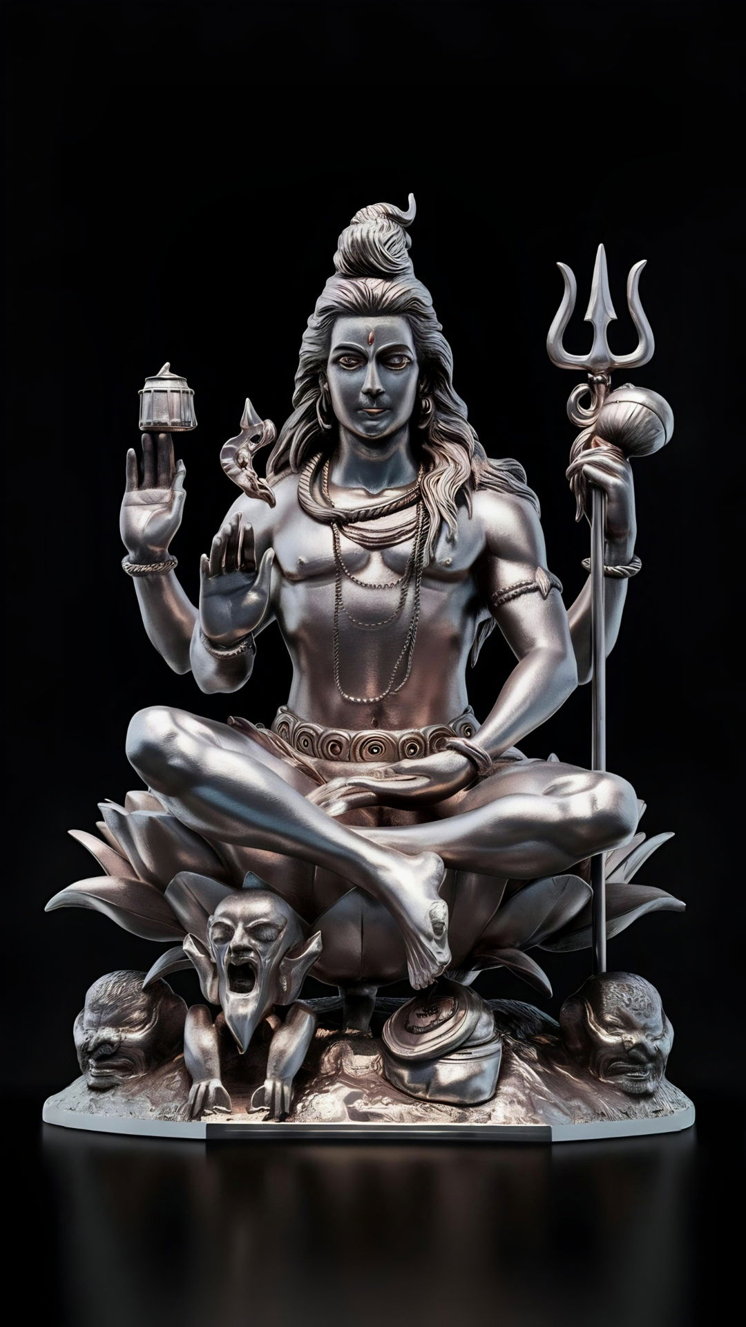 Meditating Shiva with trident and lotus