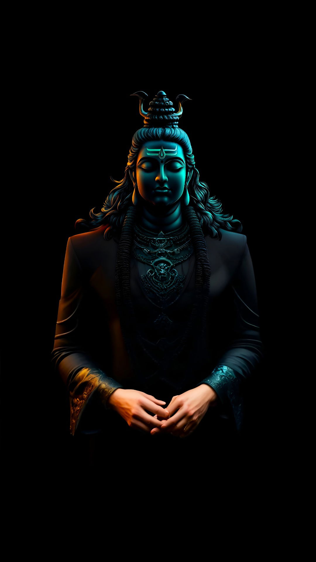 Meditating Shiva with turquoise highlights