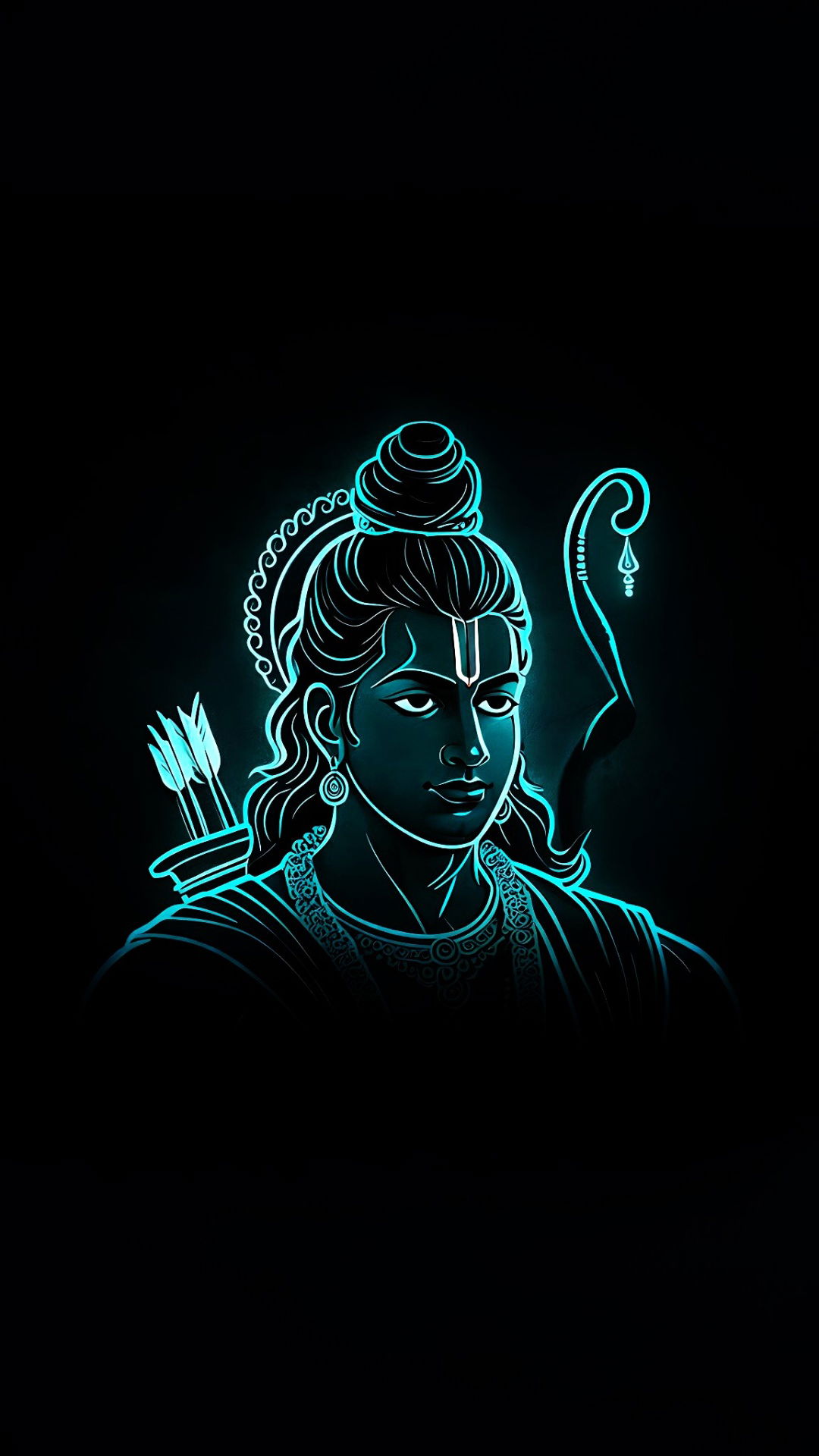 Sri Ram with bow, neon art