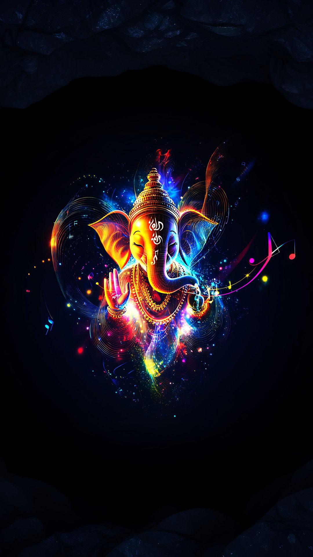 Colorful cosmic Ganesha wallpaper image