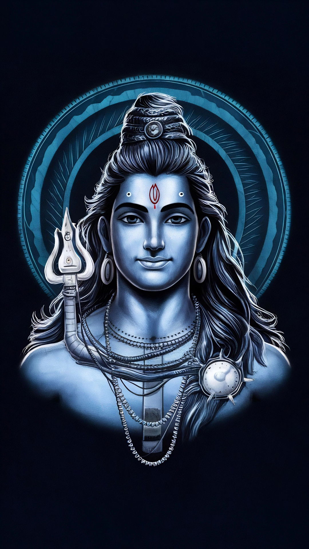 Serene Lord Shiva with Trishul and Serpent
