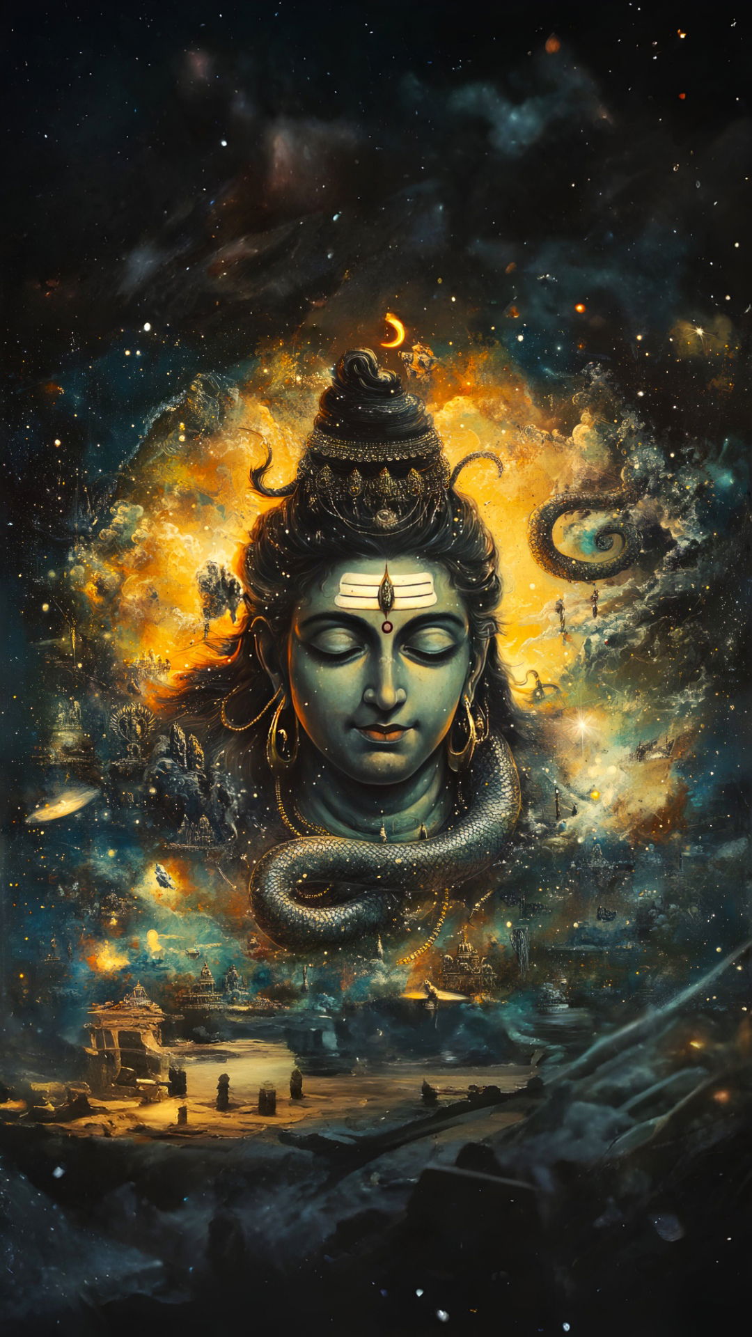 Meditating Shiva amidst the cosmos