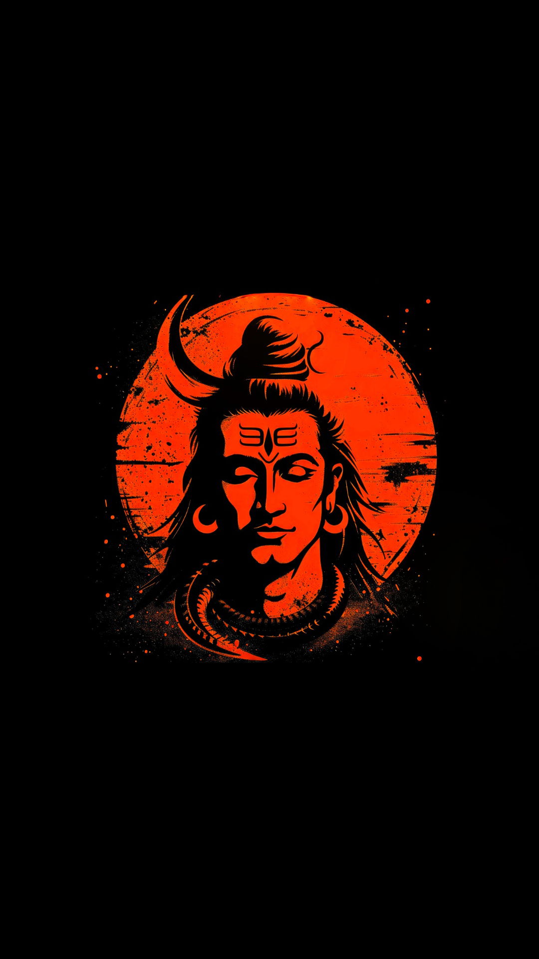 Lord Shiva with red moon background
