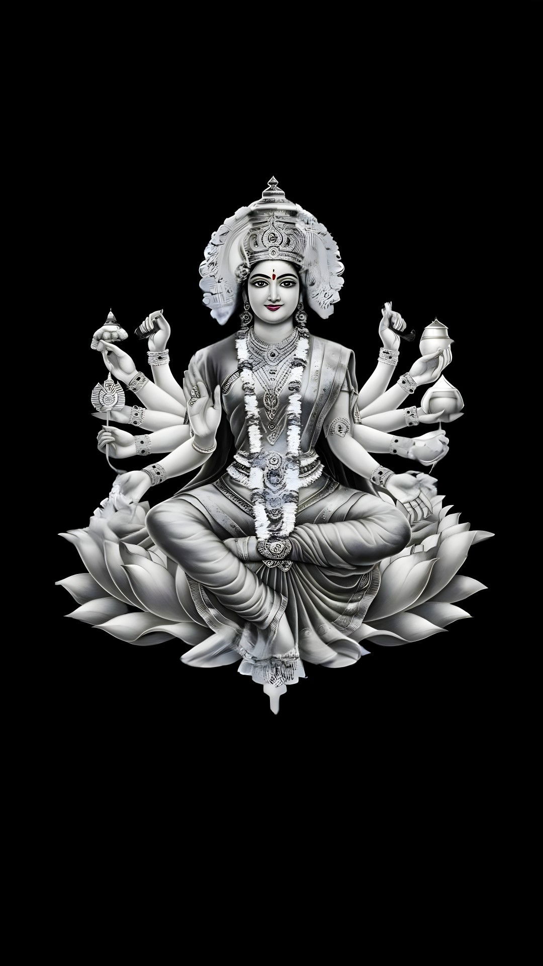 Goddess Durga seated on a lotus