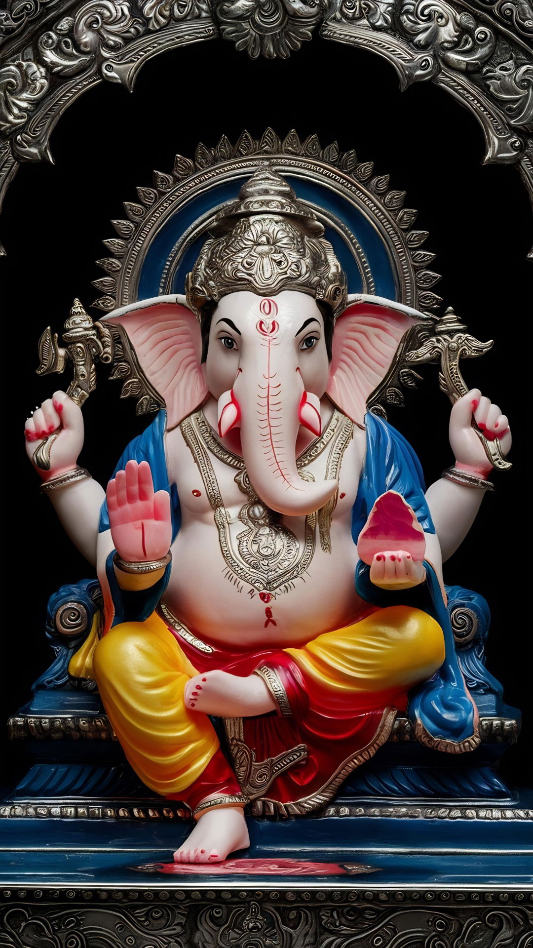 Lord Ganesha seated in a temple