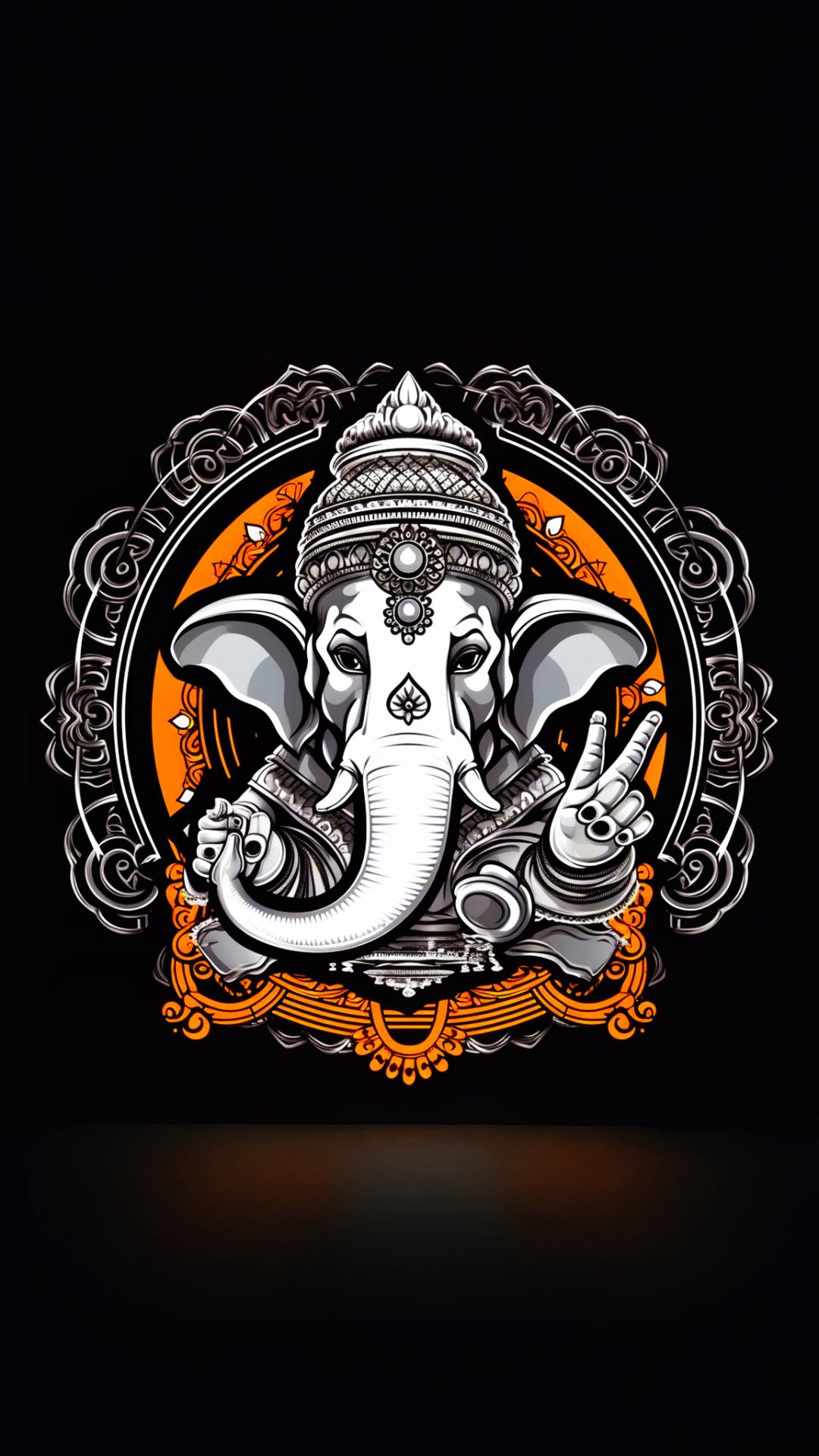 Lord Ganesha with ornate halo