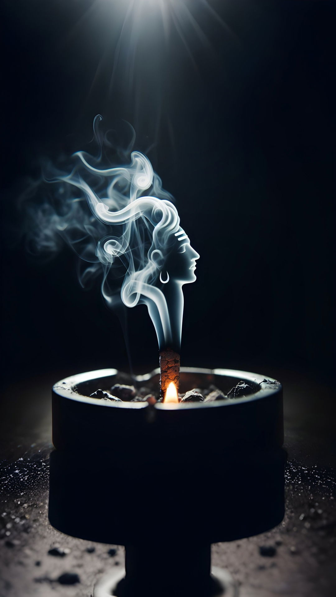 Woman\'s face formed from incense smoke