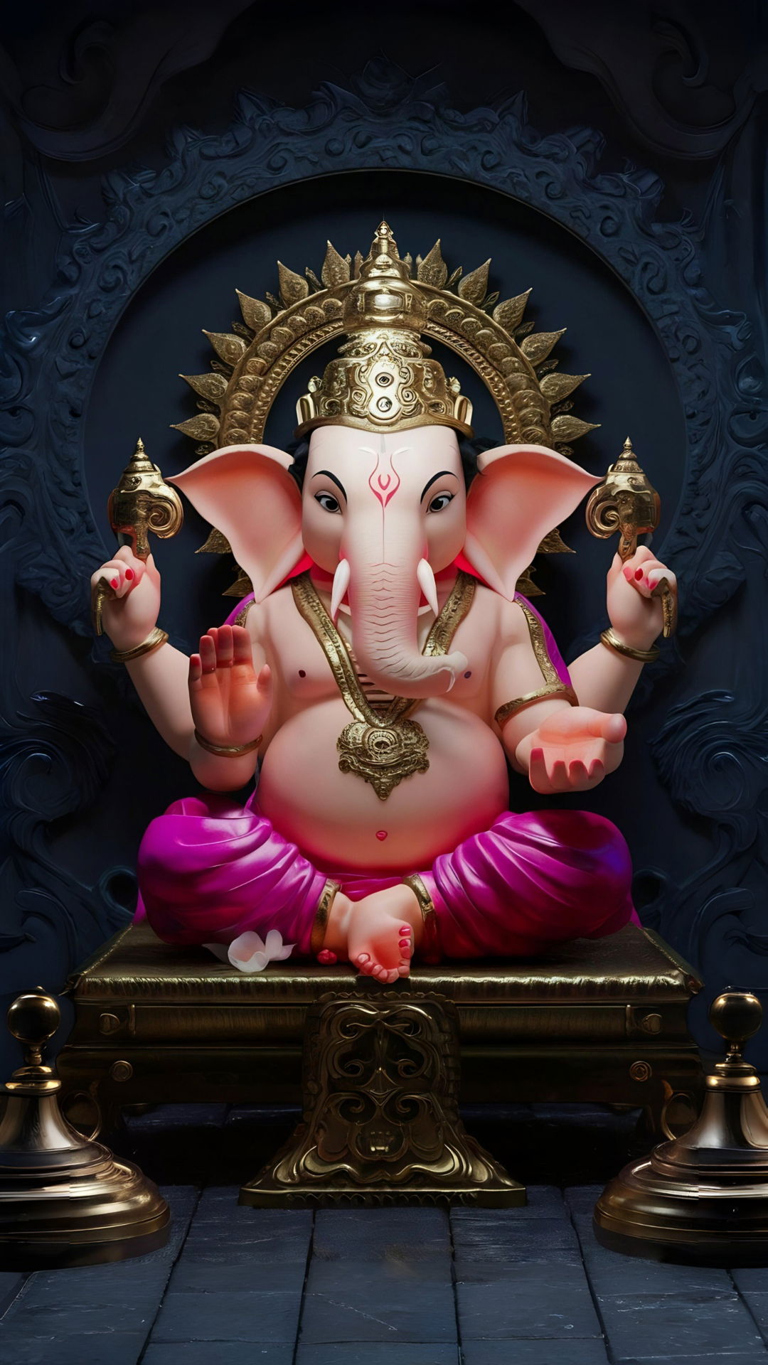 Lord Ganesha sitting in a temple