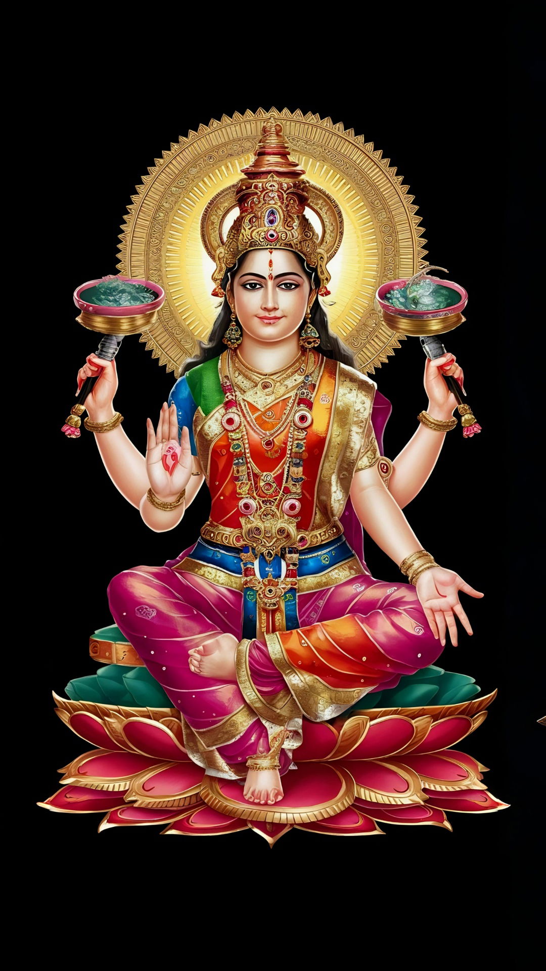 Goddess Lakshmi seated on a lotus