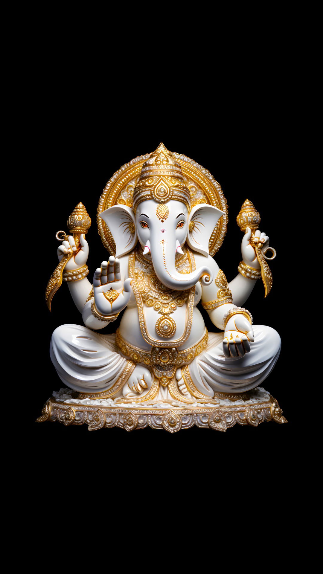 Golden Ganesha idol with blessings