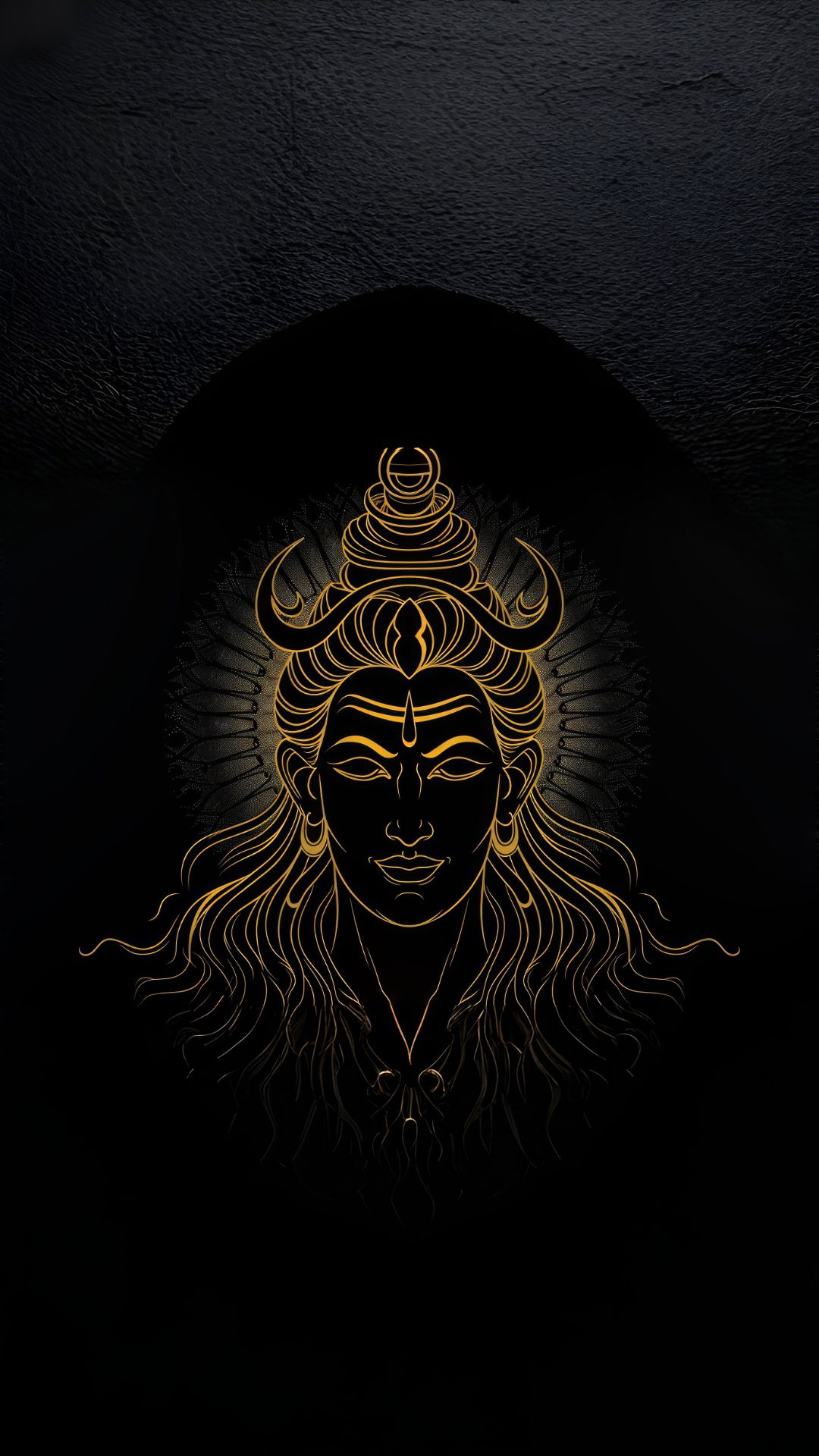 Lord Shiva golden portrait black background