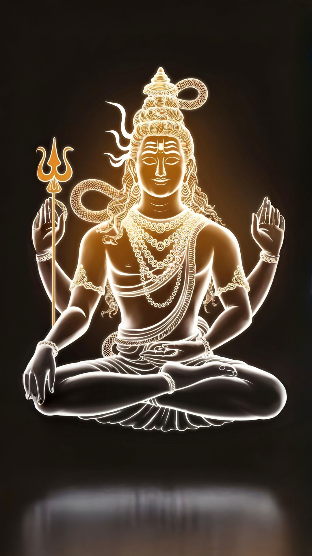 Meditating Shiva with golden aura.
