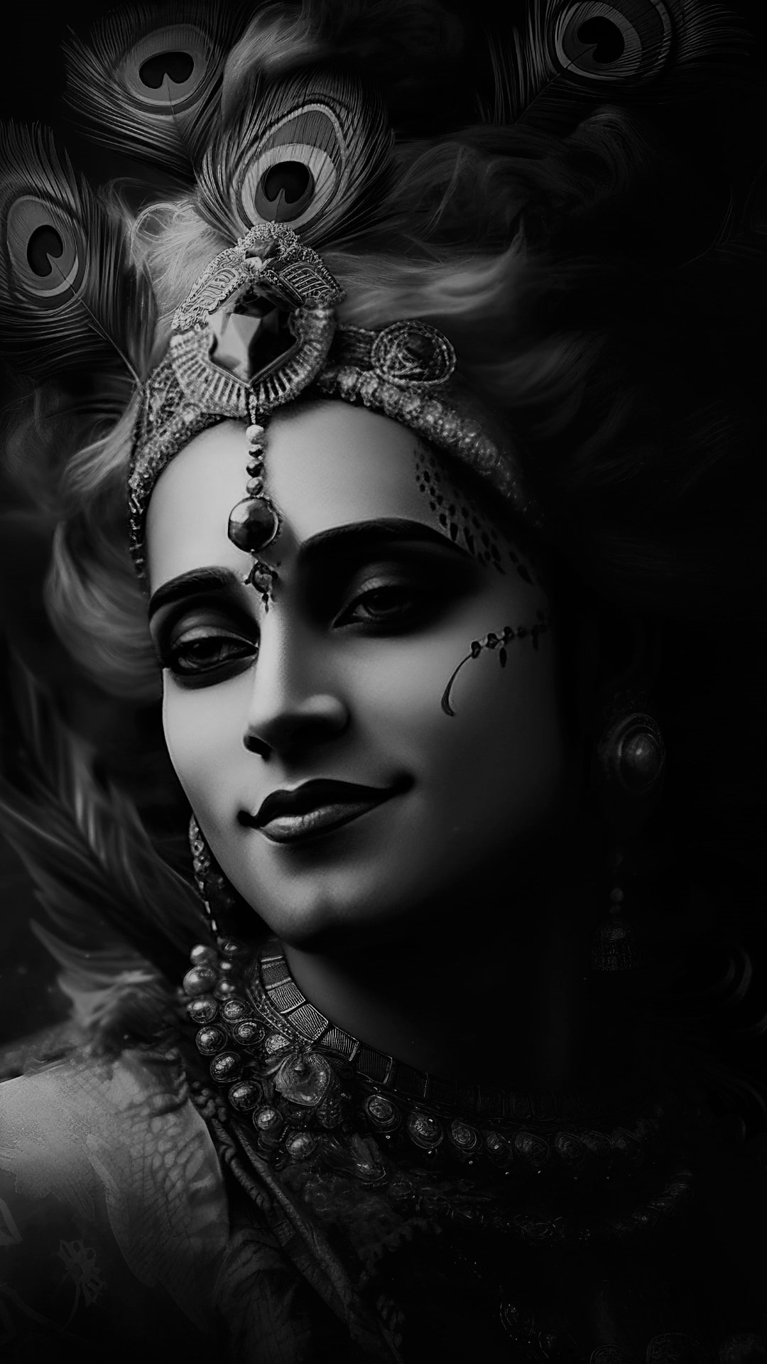 Lord Krishna with peacock feather portrait