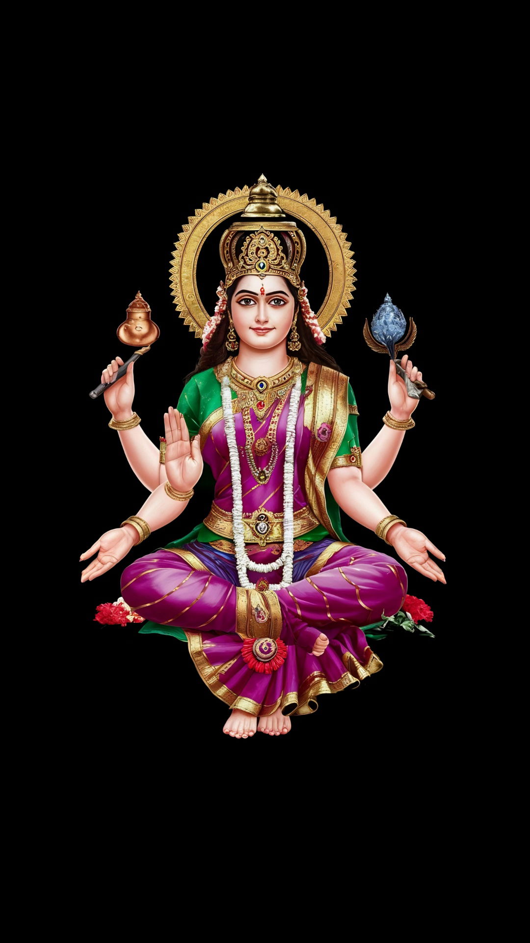 Goddess Lakshmi seated on a lotus