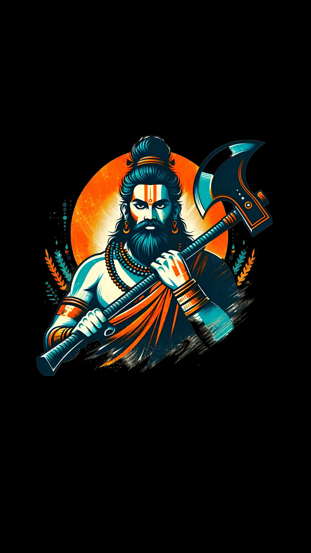 Fierce Shiva with axe, digital artwork