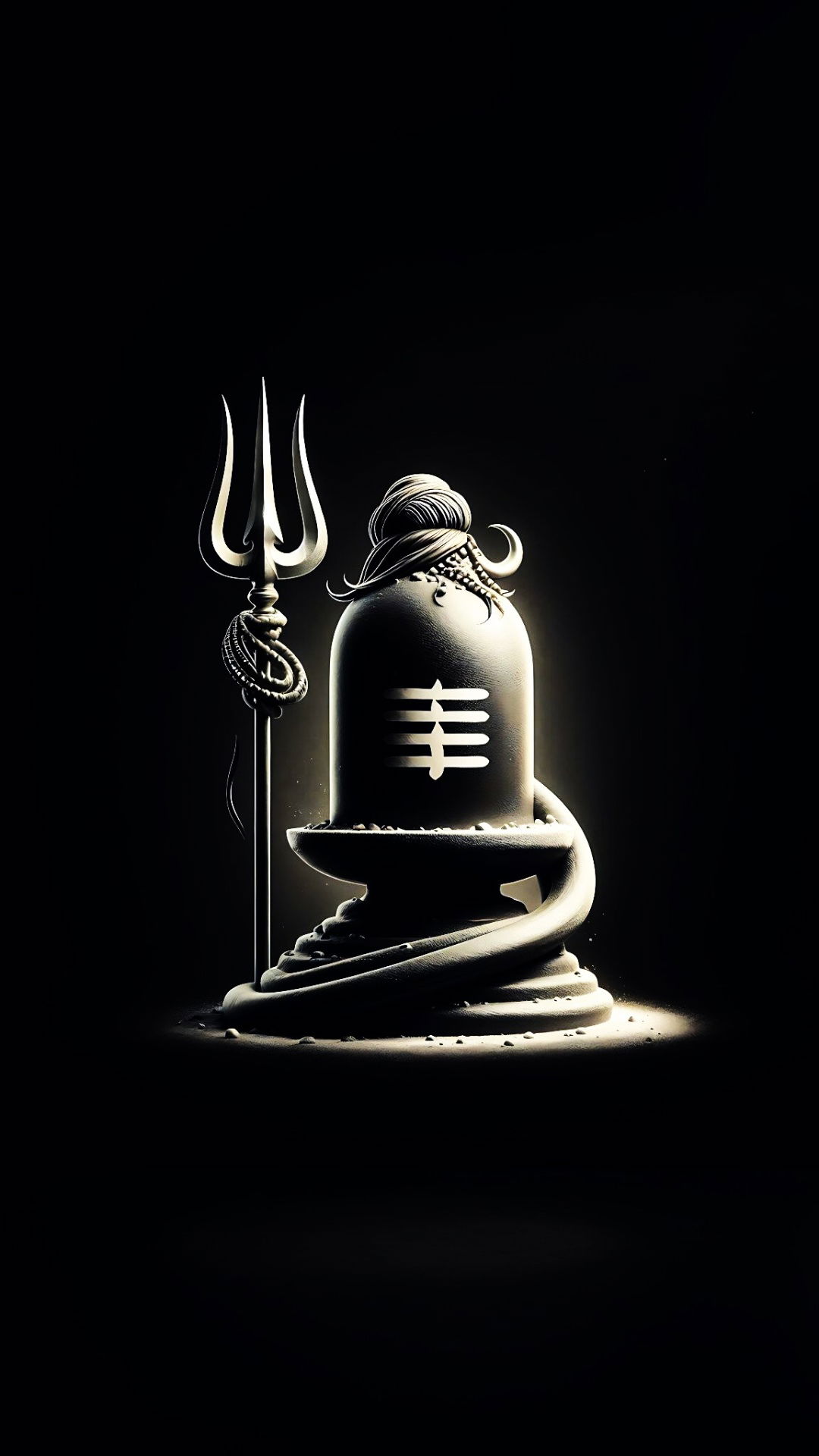 Shiva Linga with Trishul and Serpent
