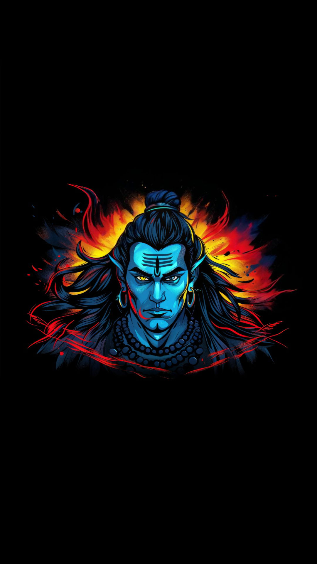 Powerful Shiva portrait with fiery details