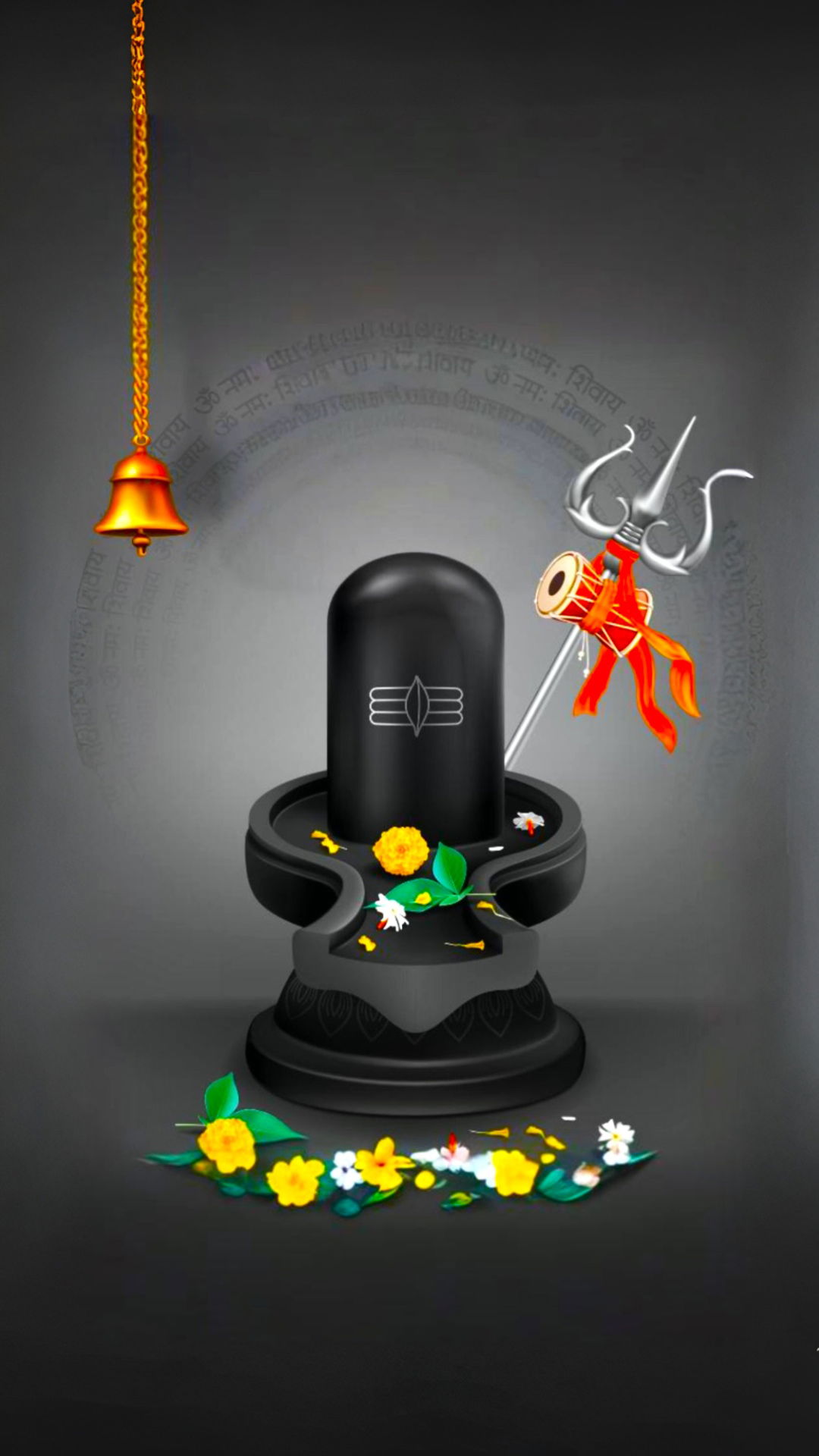 Lord Shiva Shivling with Trishul and flowers