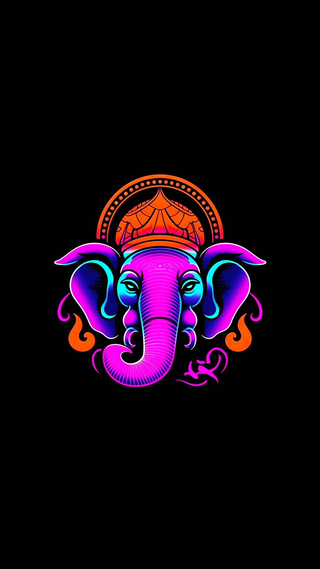 Colorful Ganesha head against black background