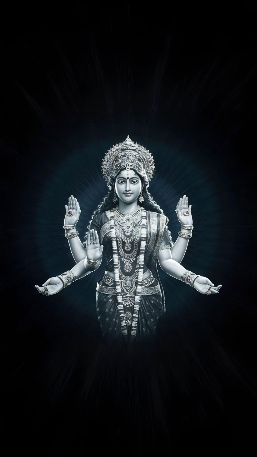 Goddess Durga with outstretched arms.