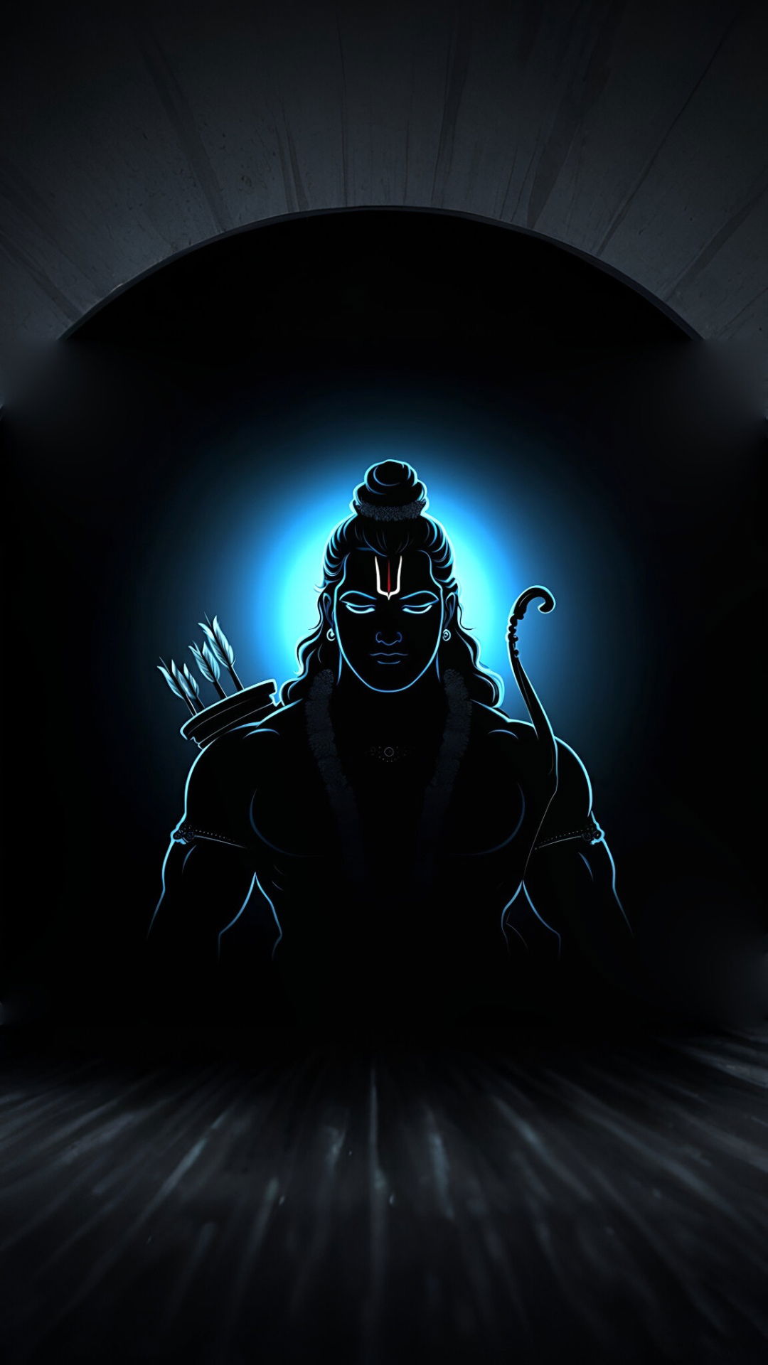 Lord Ram with bow and Hanuman.