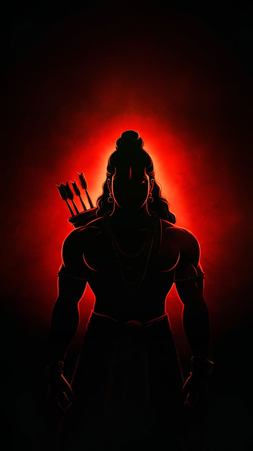 Lord Ram with bow, silhouette art.