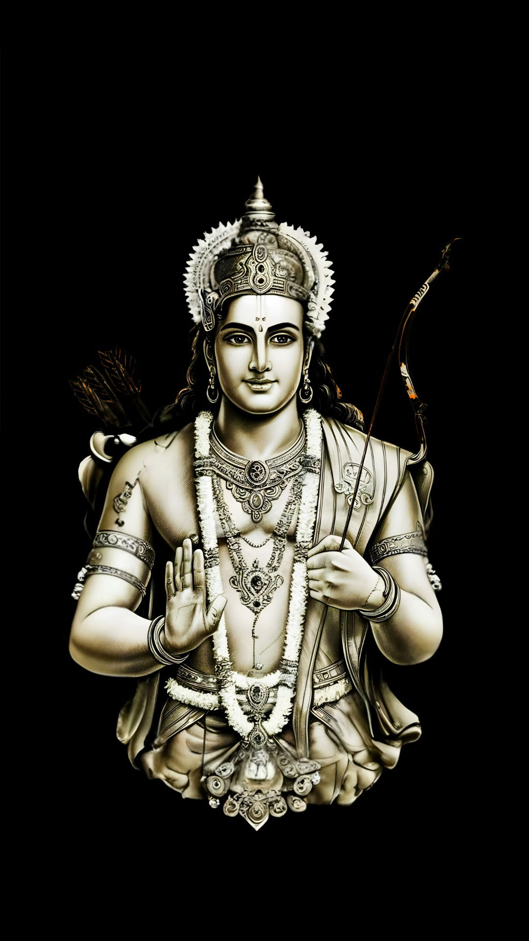 Lord Ram with bow, divine portrait.
