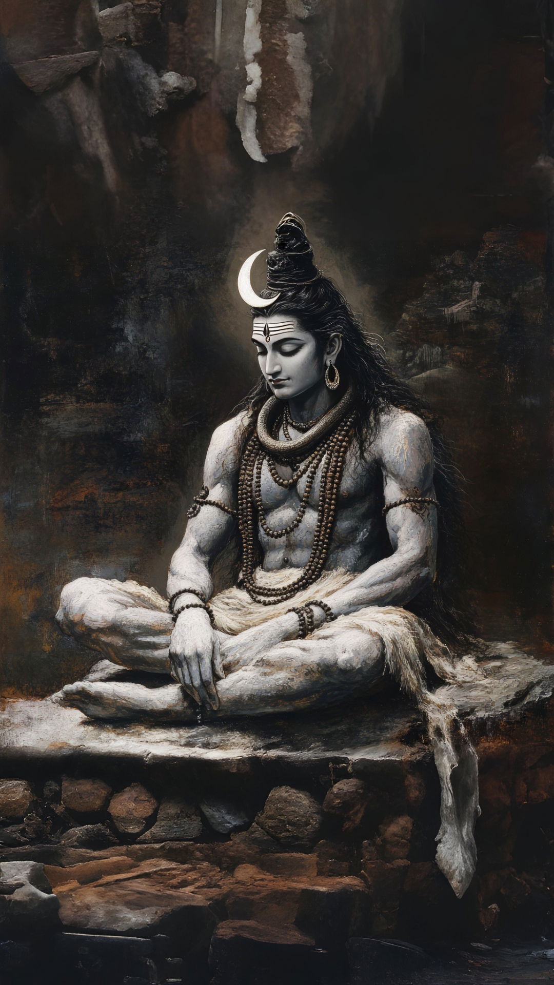 Meditating Shiva on a mountain peak