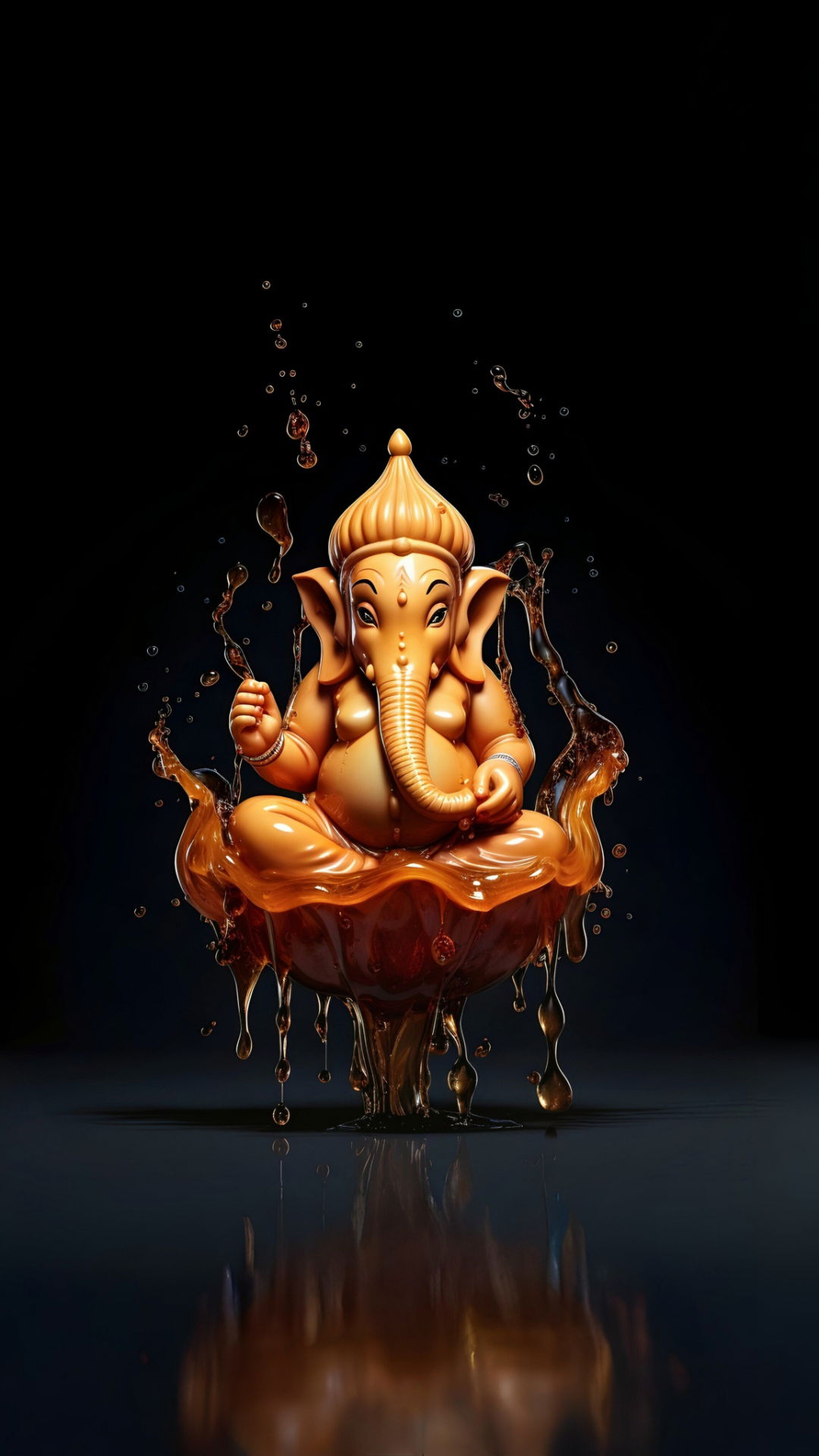 Ganesha rising from golden lotus flower