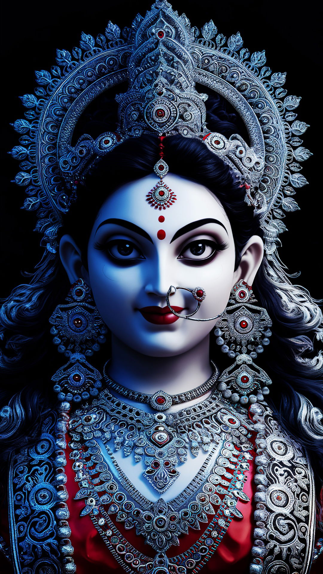 Close-up of Goddess Durga\'s face