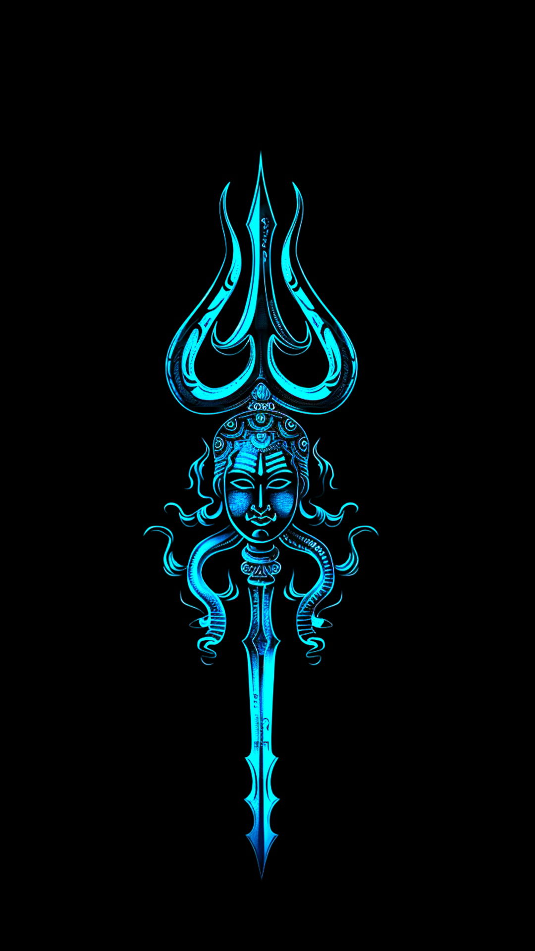 Shiva\'s Trishul against black background