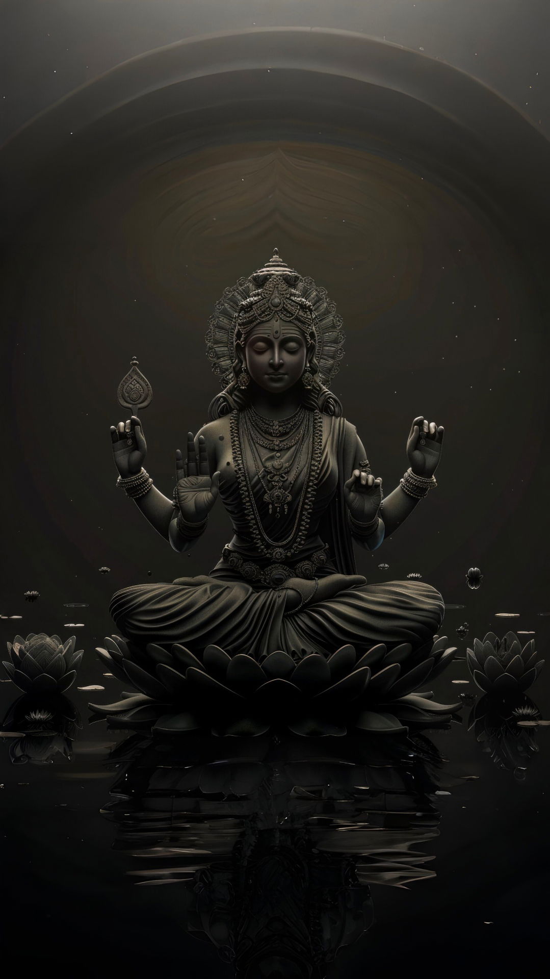 Goddess Lakshmi seated on a lotus