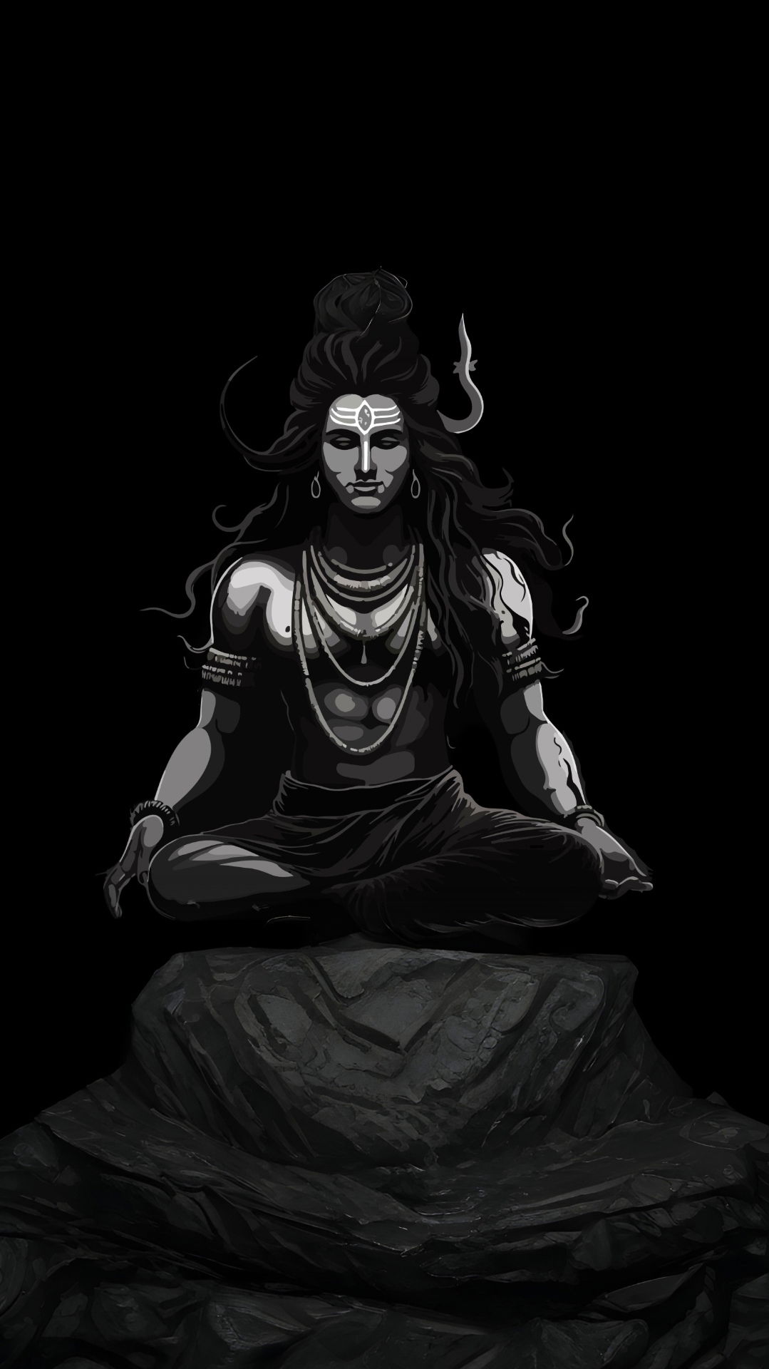 Meditating Shiva on mountain peak
