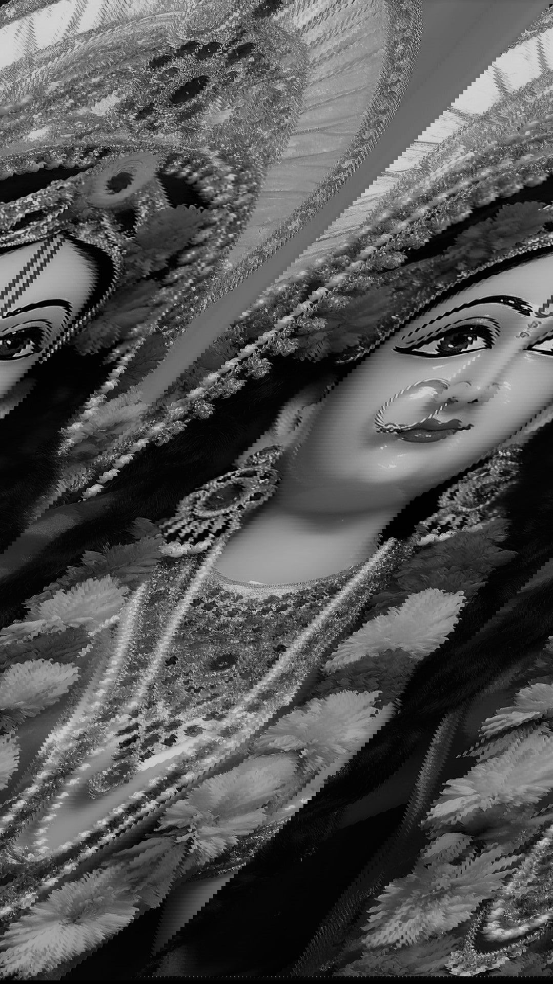 Goddess Durga portrait, black and white