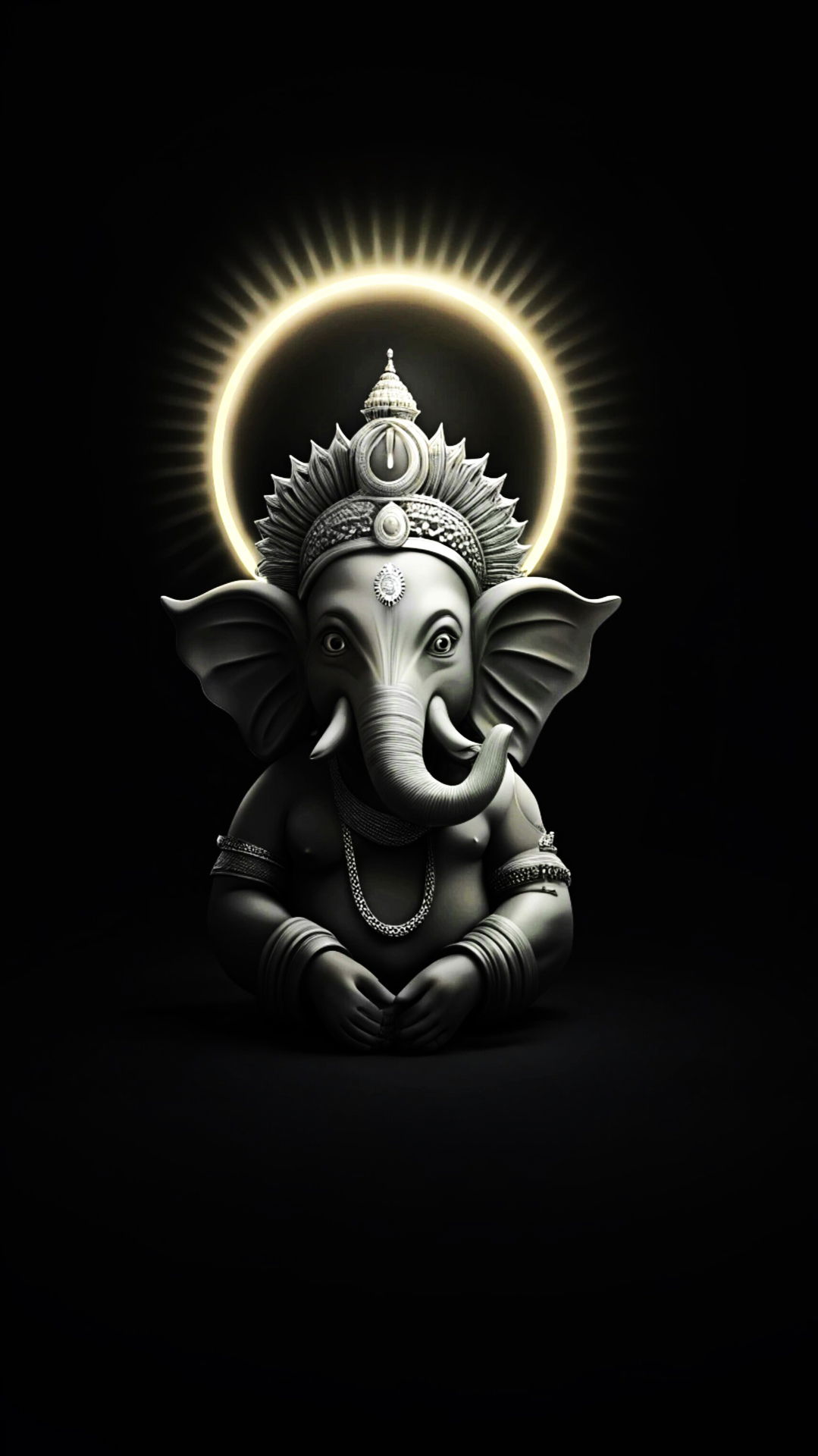 Silver Ganesha with halo, divine image