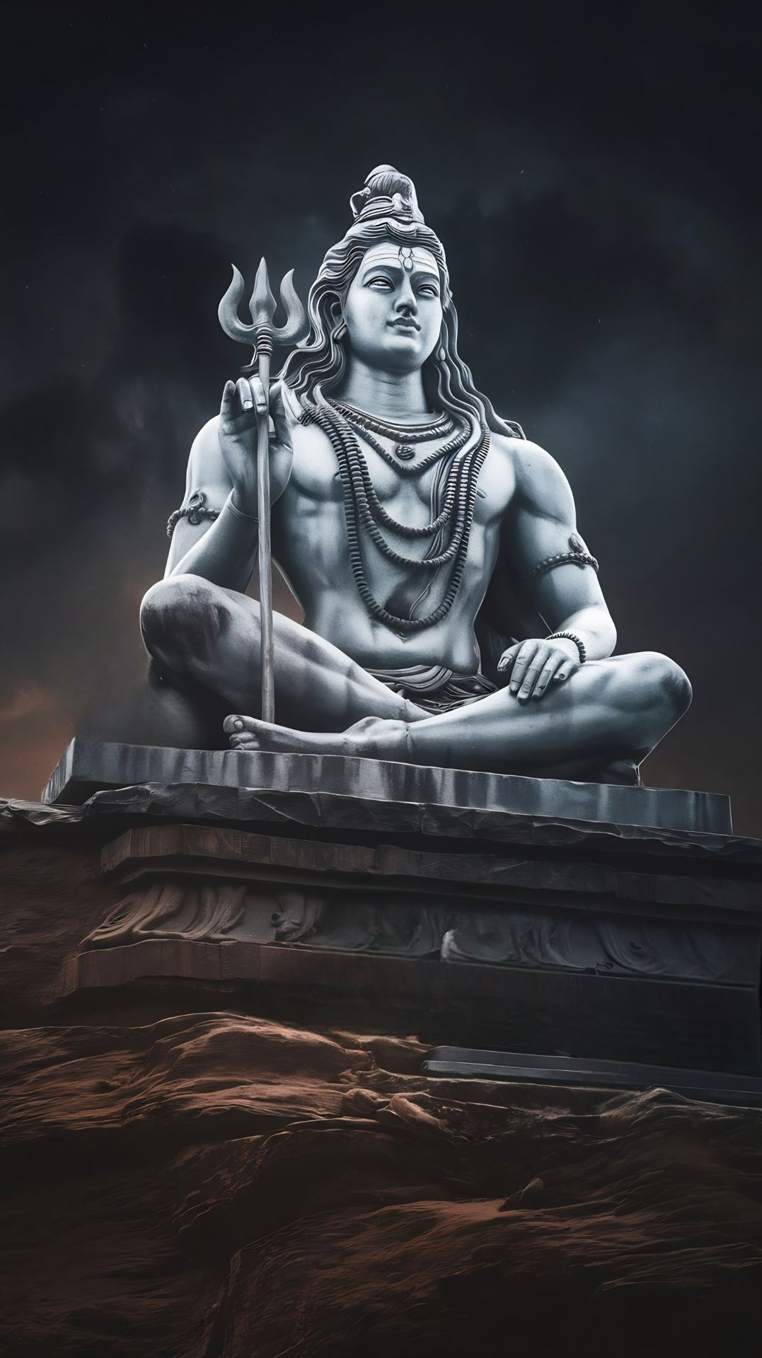 Meditating Lord Shiva serene statue
