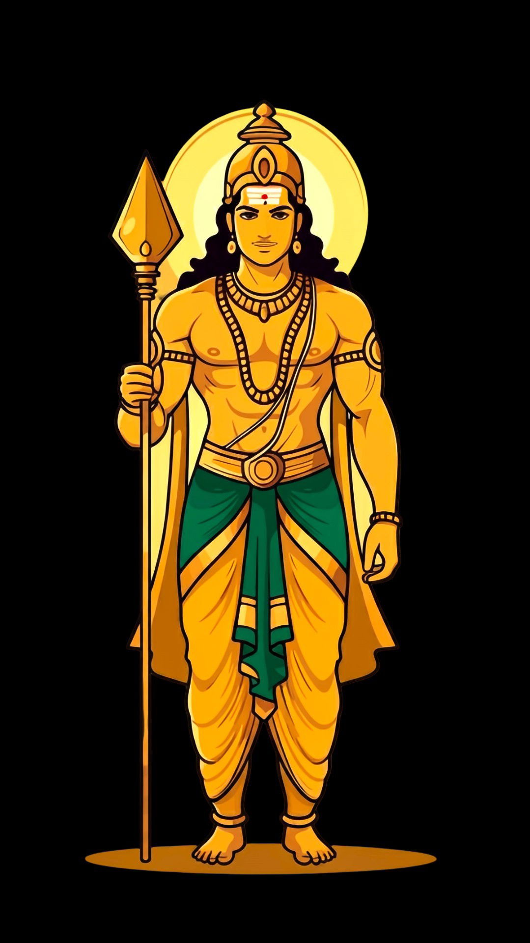 Lord Kartikeya holding a spear