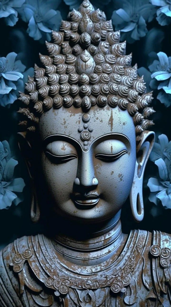 Blue Buddha with lotus flowers