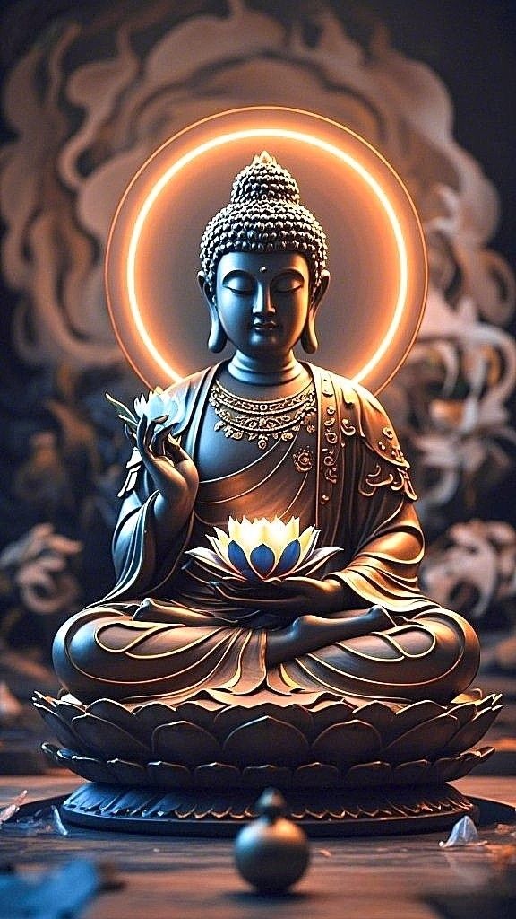 Buddha meditating on a lotus flower